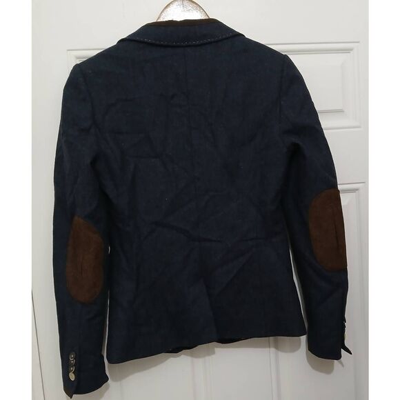 Ted baker womens US size 4 blazer blue 100% wool brown elbow patchwork - Picture 6 of 9